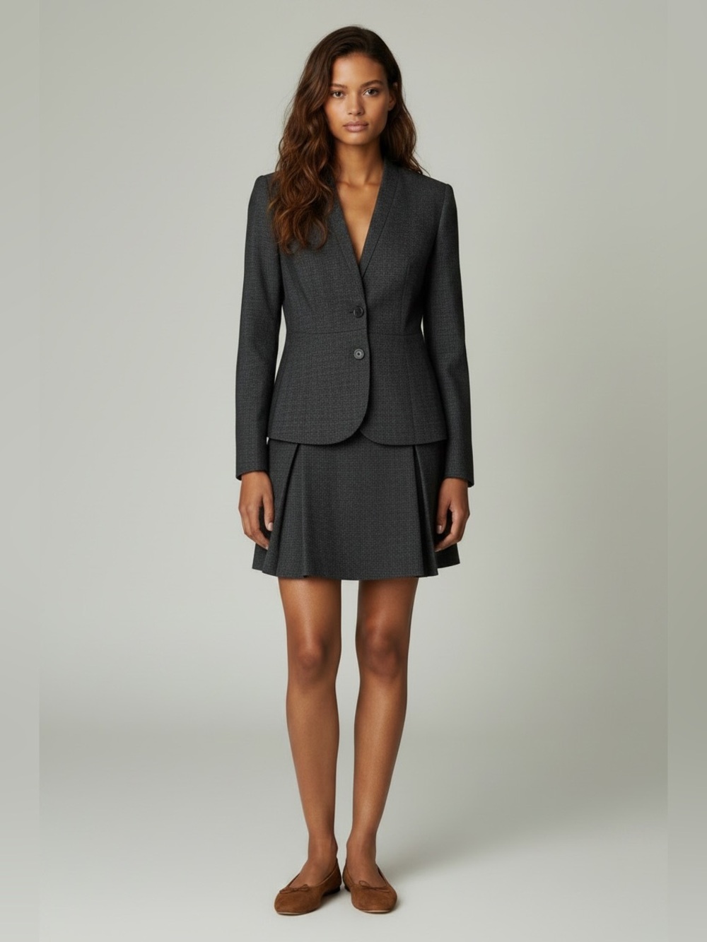 Antonio Marras grey wool peplum blazer quiet luxury old money business corp 12